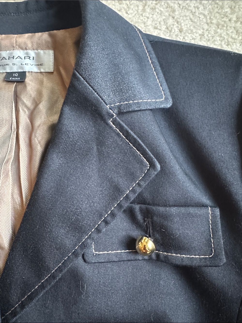 Tahari Arthur S Levine Y2K Belted Charcoal Blazer Gold Hardware Sz 10 - Picture 14 of 17